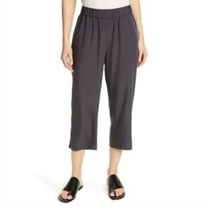 Eileen Fisher Slouchy Crop Pants Sandwashed Tencel Graphite elastic waist 2X NWT